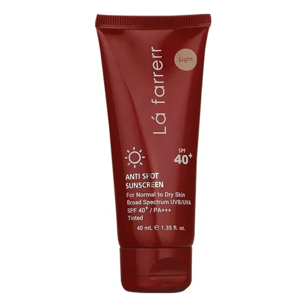کرم ضدآفتاب و ضدلک رنگی لافارر مدل SPF40-Light مناسب پوست خشک و معمولی